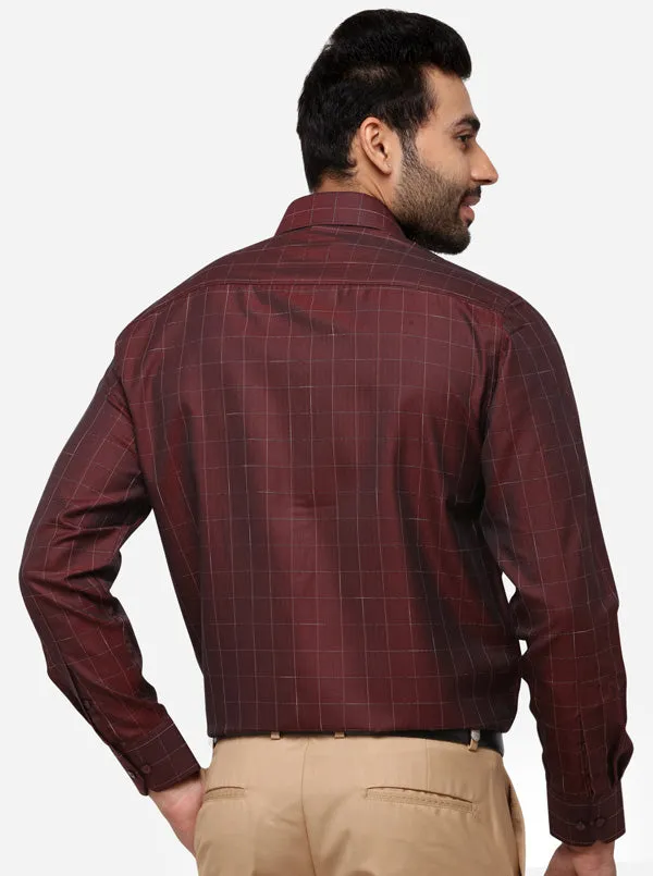 Brown Checked Regular Fit Formal Shirt | Greenfibre