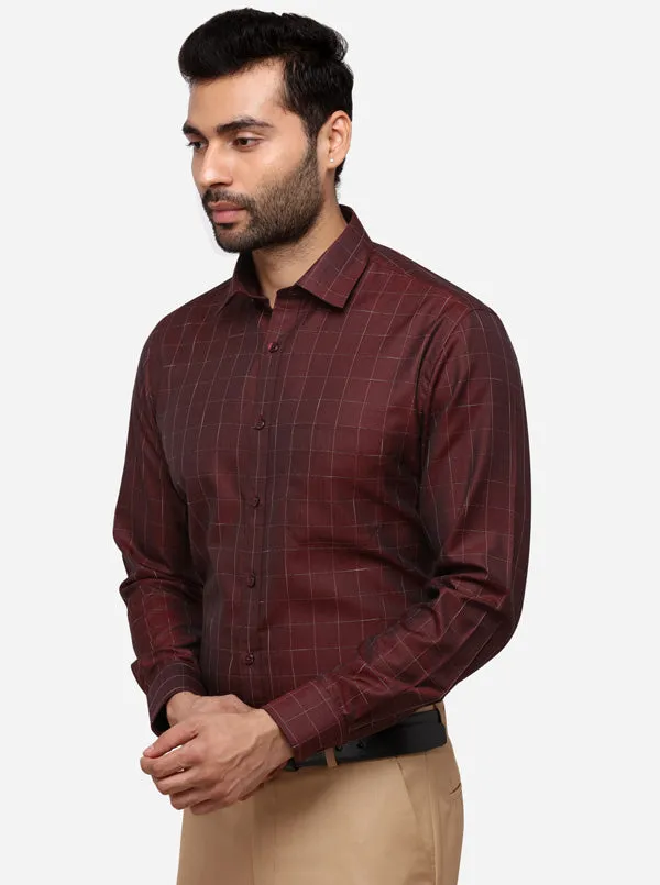 Brown Checked Regular Fit Formal Shirt | Greenfibre