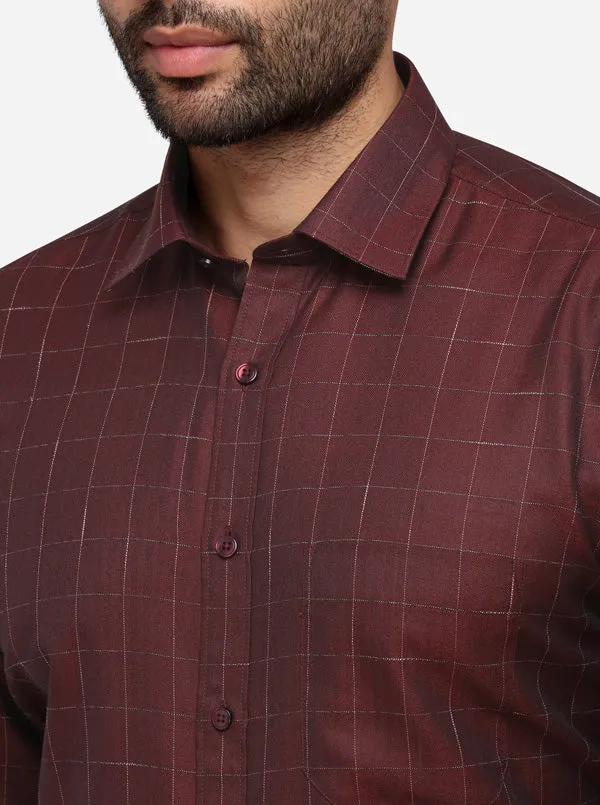 Brown Checked Regular Fit Formal Shirt | Greenfibre