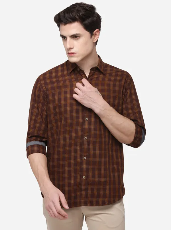 Brown Smart Fit Checked Casual Shirt | Greenfibre