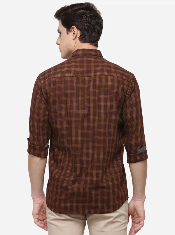 Brown Smart Fit Checked Casual Shirt | Greenfibre