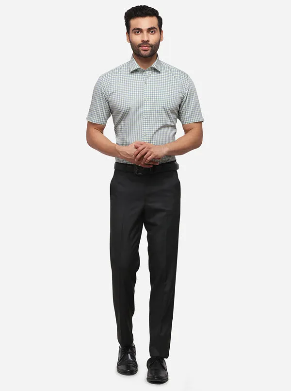 Cream Checked Regular Fit Formal Shirt | JadeBlue