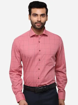 Dark Pink Checked Regular Fit Formal Shirt | JadeBlue