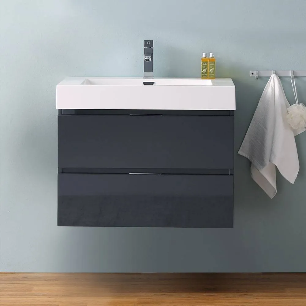 Fresca FCB8330GG-I Valencia 30" Dark Slate Gray Wall Hung Modern Bathroom Vanity