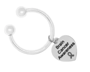 Heart Shaped Brain Cancer Key Chains