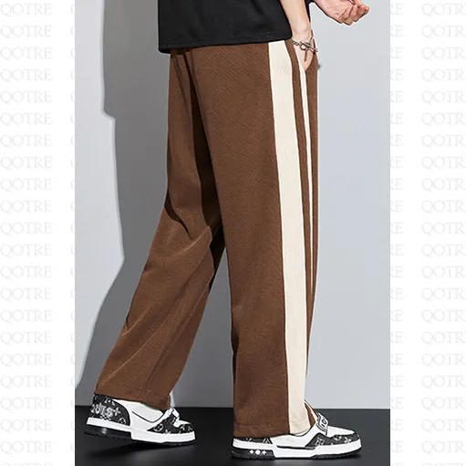 Knitted Street Style Straight-Leg Trendy Loose Fit Sweatpant