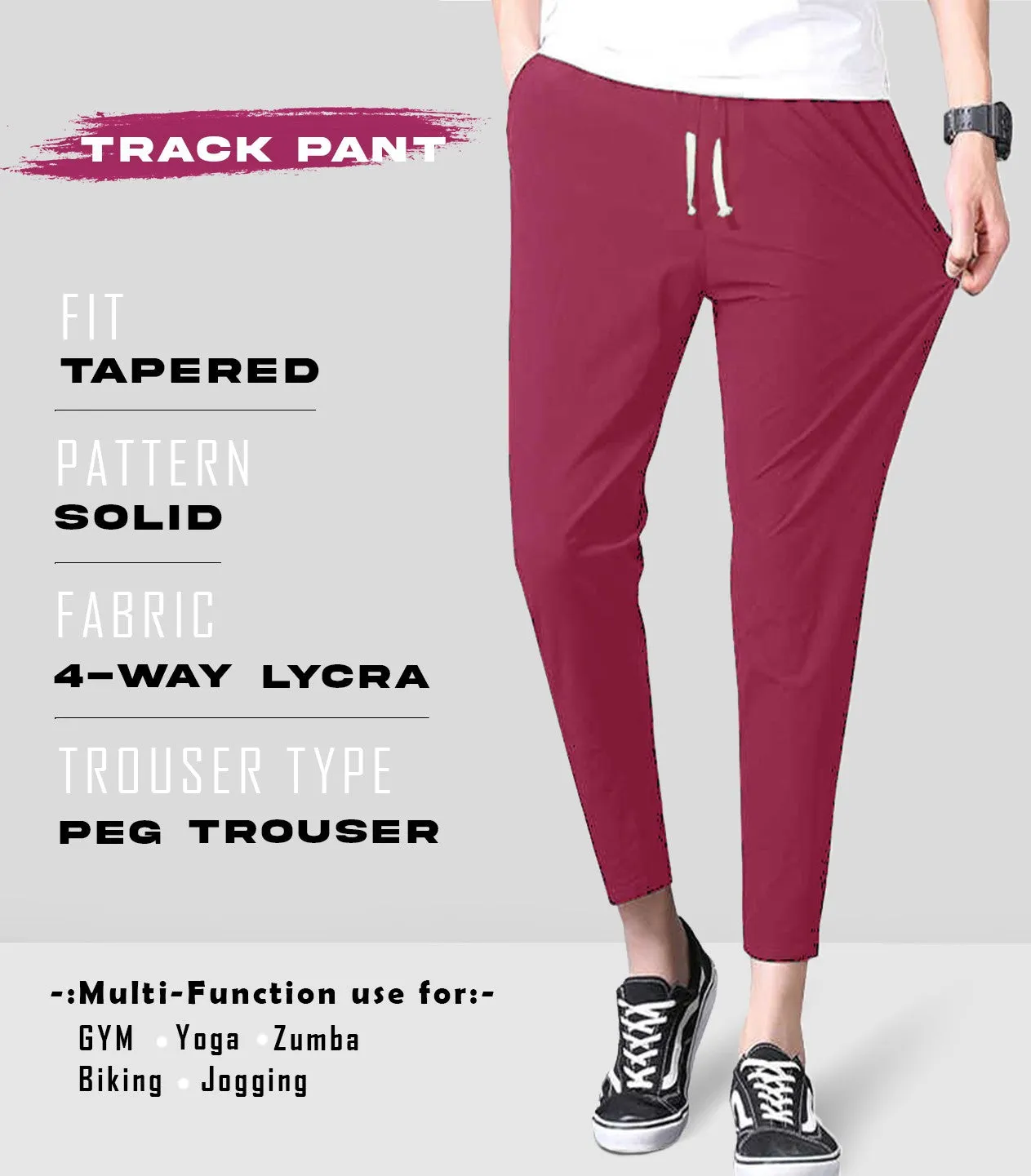 Men Solid Maroon Joggers (Pack of 1)