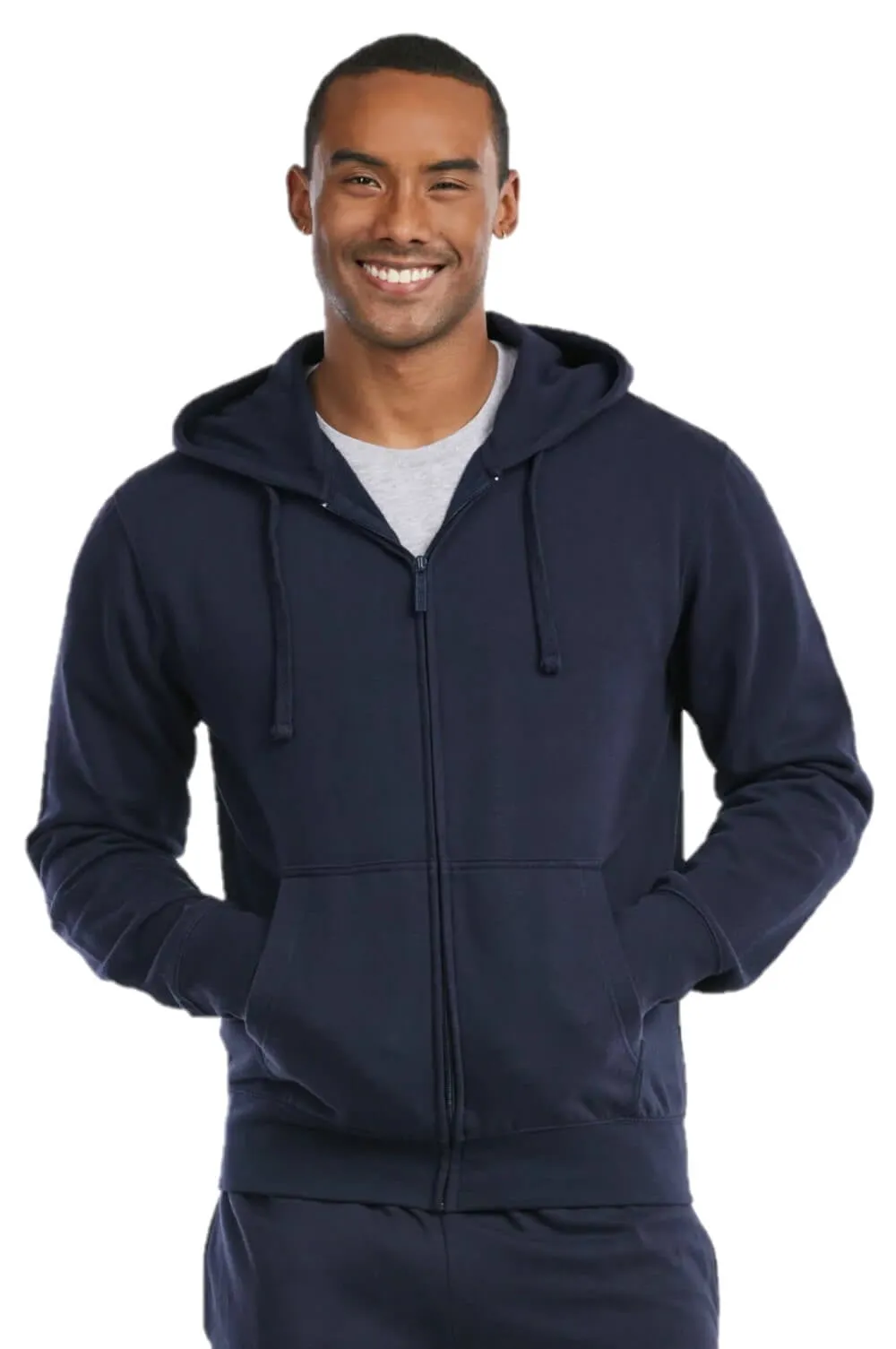 Men's Cotton Blend Lightweight Fleece Lined Sport Gym Zip Up Sweater Hoodie, Navy XL, 1 Count, 1 Pack