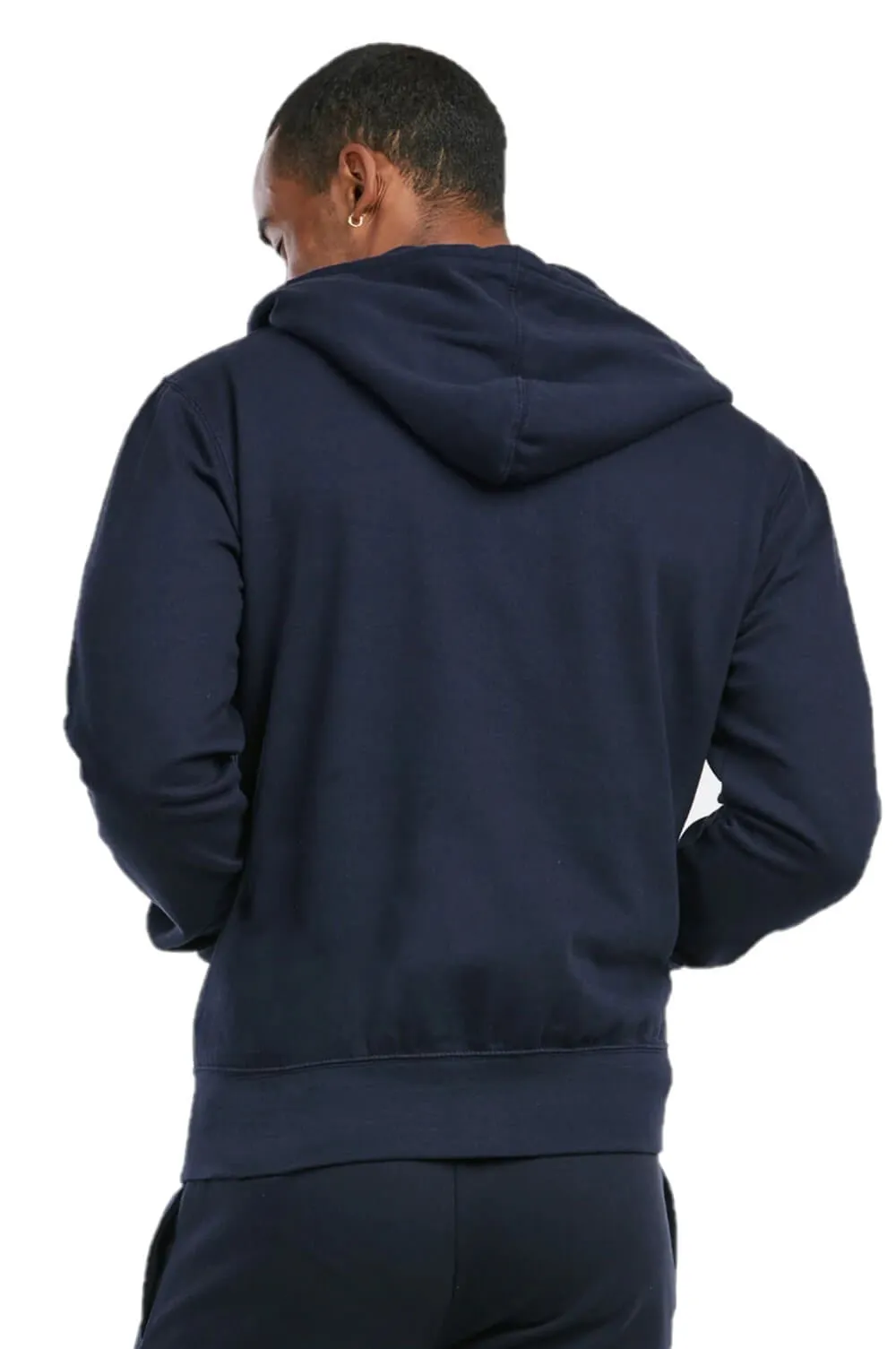 Men's Cotton Blend Lightweight Fleece Lined Sport Gym Zip Up Sweater Hoodie, Navy XL, 1 Count, 1 Pack