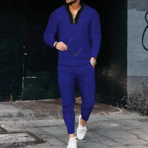 Men's Fashion Patchwork Stand-up Collar Half Zip Suit