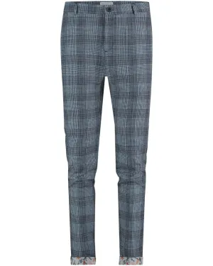 Printed Check Pants - Navy