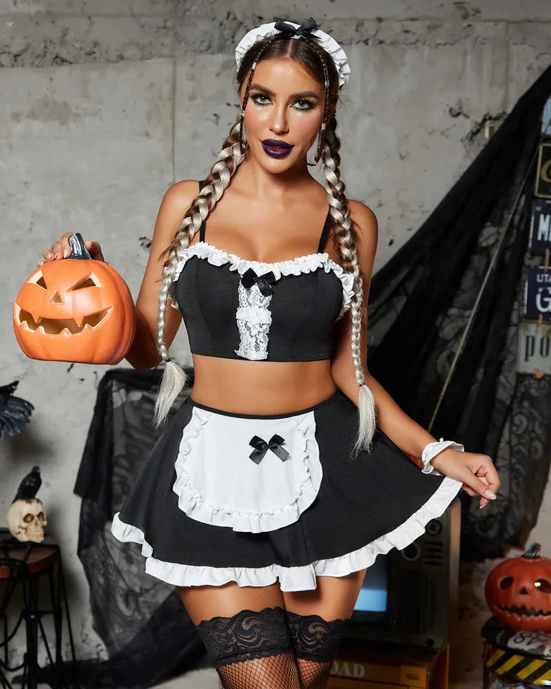 Ruffle French Maid Outfit with Headpiece