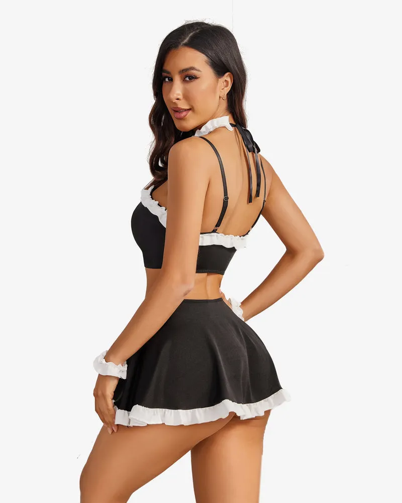 Ruffle French Maid Outfit with Headpiece