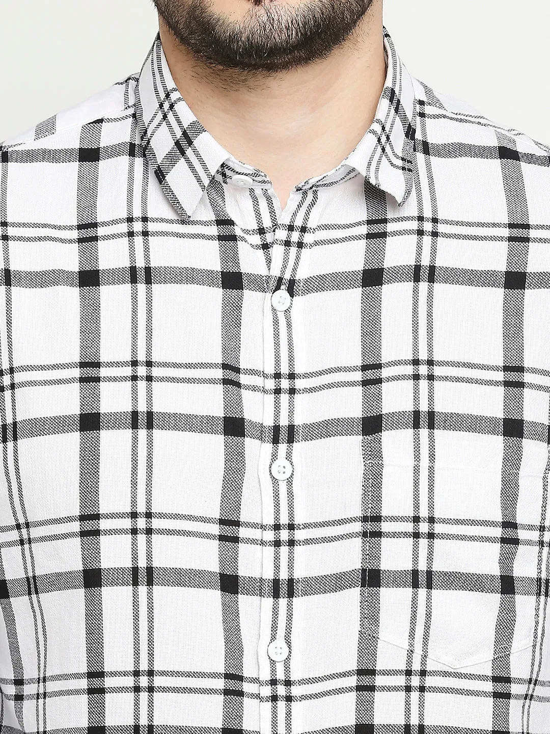 Spykar White Cotton Full Sleeve Checkered Shirt For Men