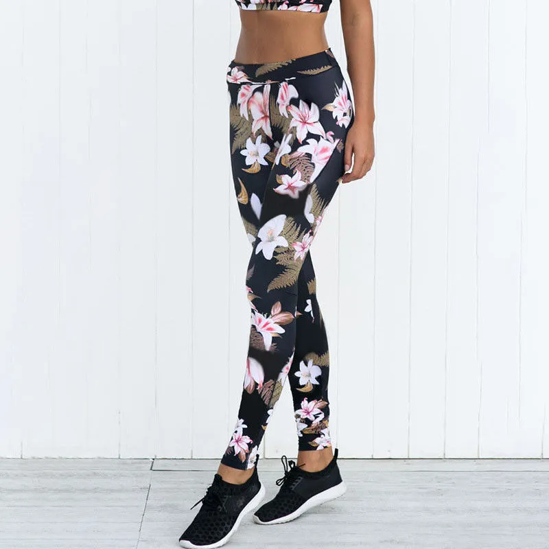 Trendy Yoga Floral High Waist Top And Bottom Set