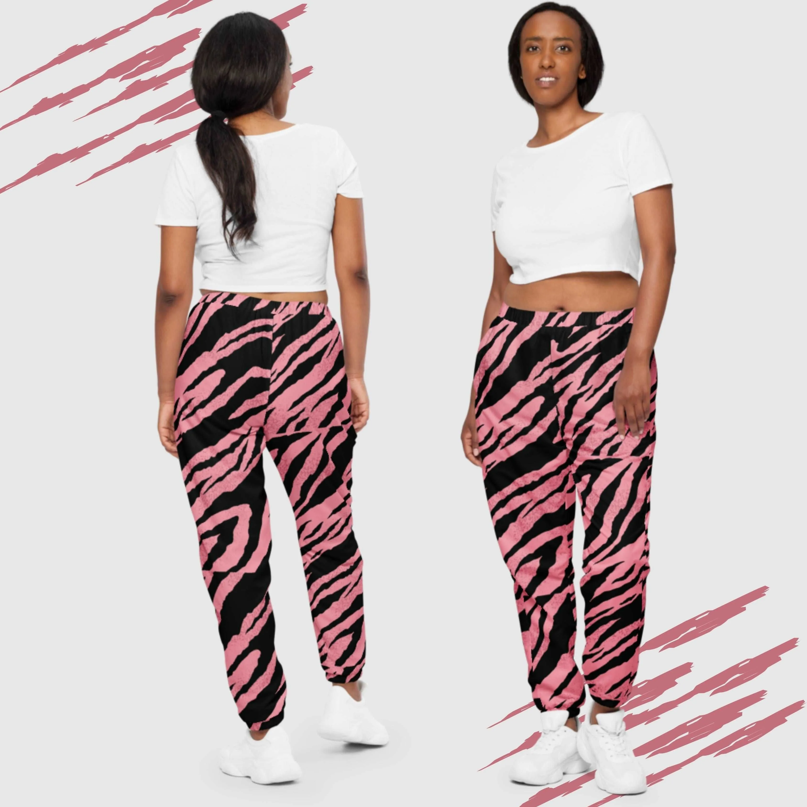 Unisex Pink Tiger Pattern Track Pants