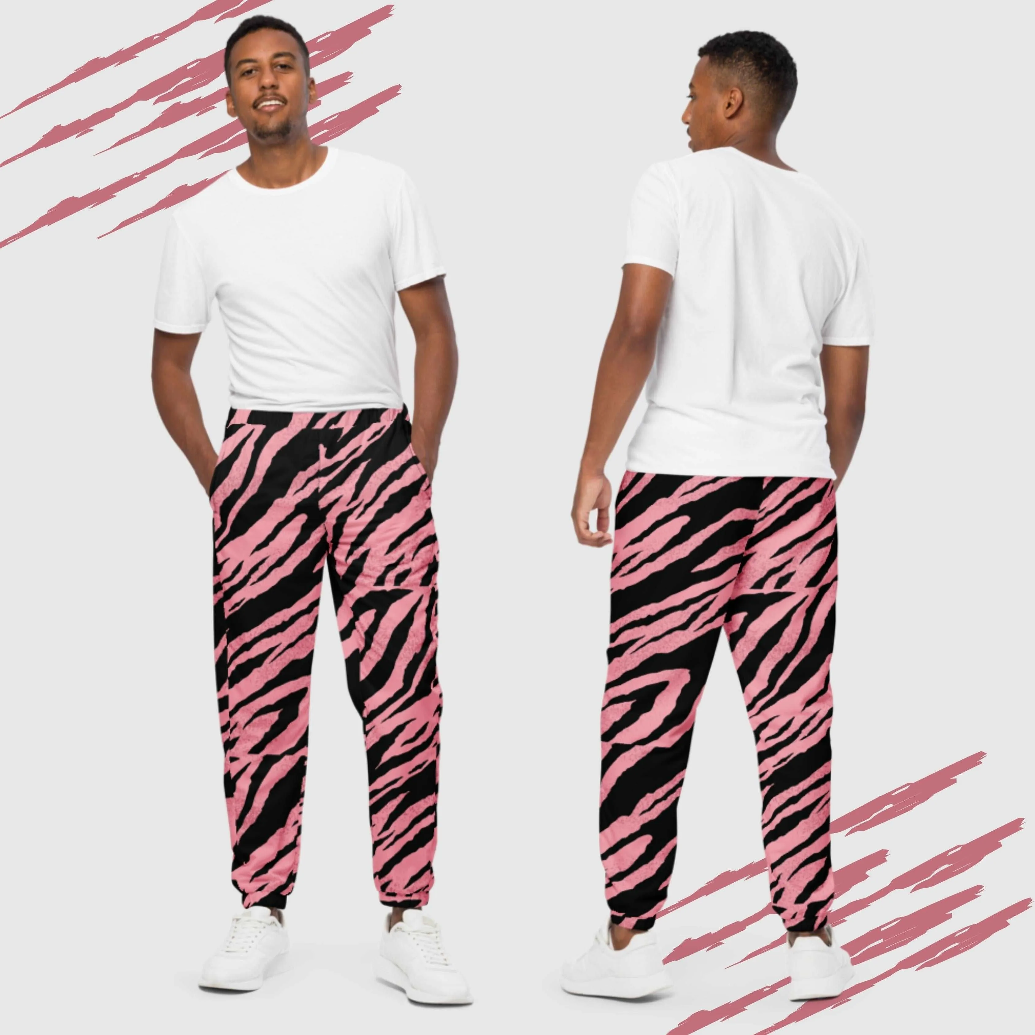 Unisex Pink Tiger Pattern Track Pants