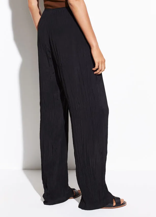 Vince Black Crinkle Pleat Pull On Pant