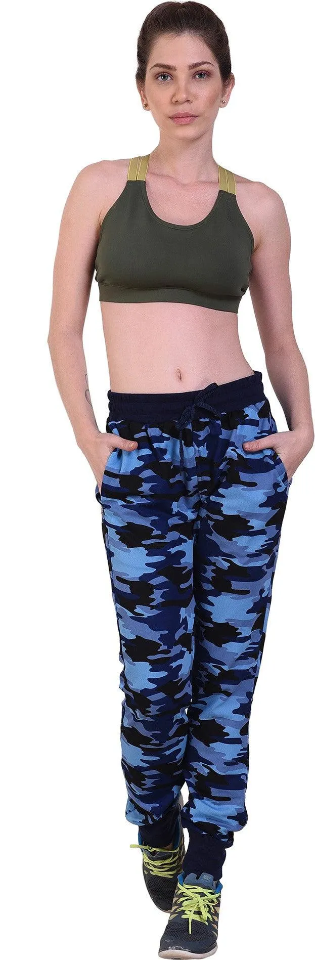 Women Blue/Black Camouflage Joggers